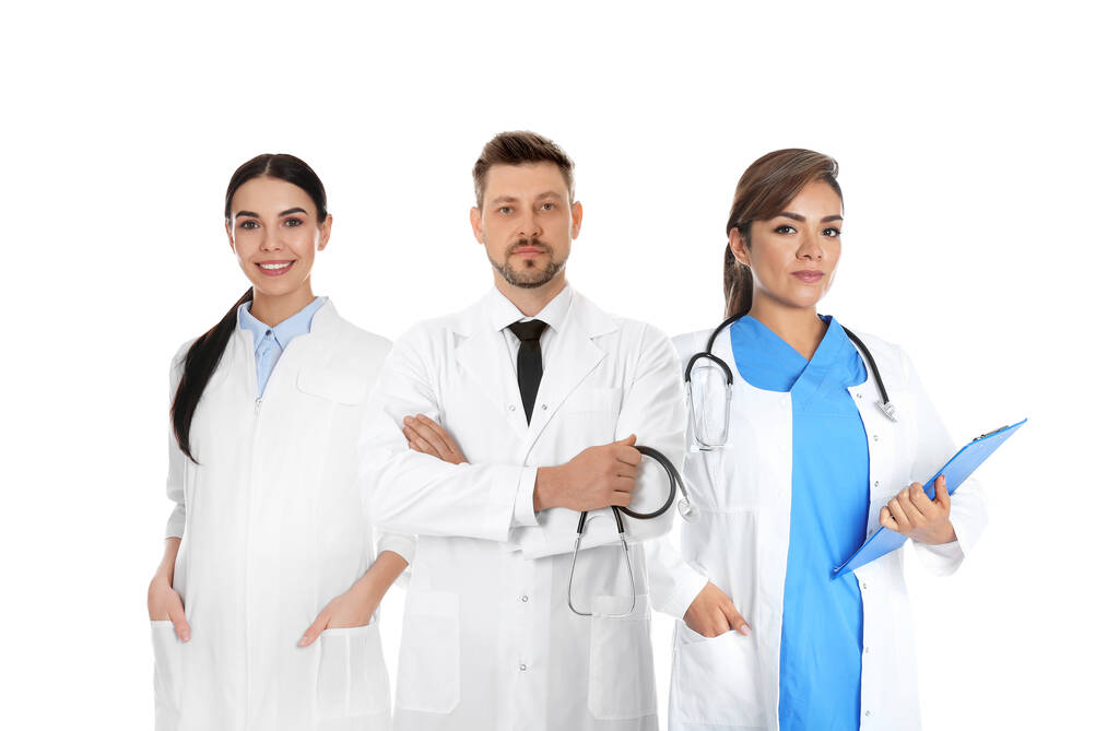 Collage con foto di medici su sfondo bianco - Foto, immagini