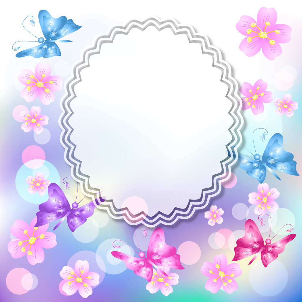 sfondo floreale con farfalla - Vettoriali, immagini