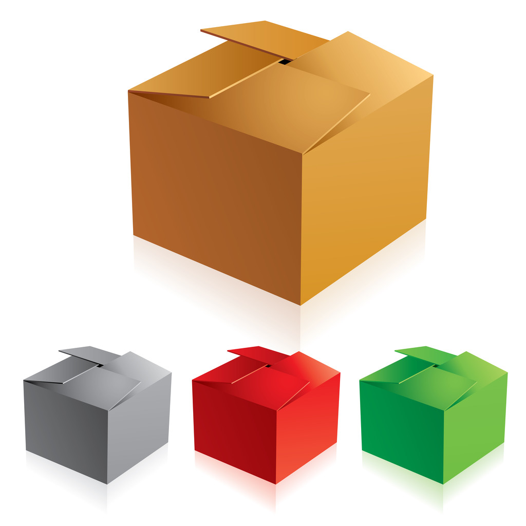 Cajas de cartón de color cerrado
 - Vector, Imagen