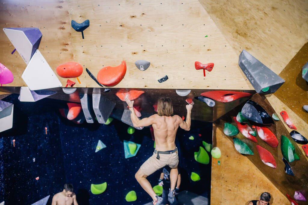 Ukraine. Kiev. 24.09.2022 competitions in climbing, bouldering. climbing gym "Space". High quality photo - Photo, Image