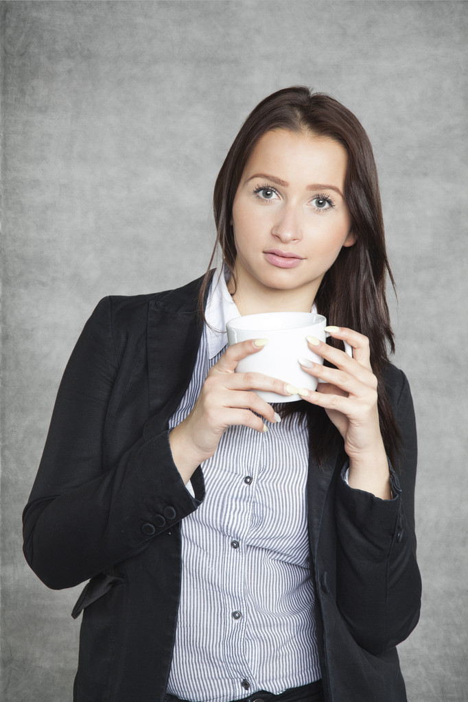 Vážná věc žena pití kávy - Fotografie, Obrázek