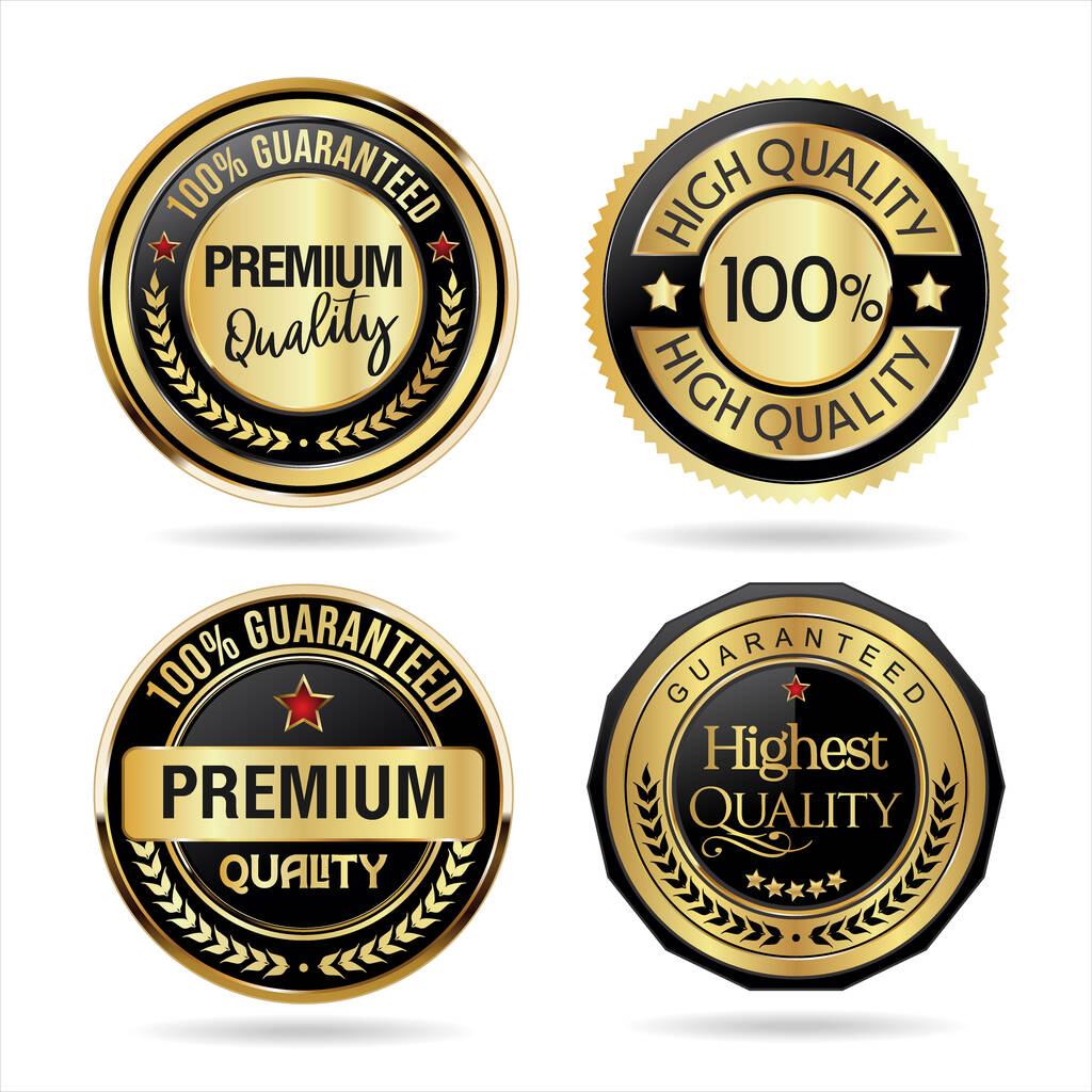 Kolekcja Premium jakości złota i czarnej odznaki retro projekt wektor ilustracja  - Wektor, obraz