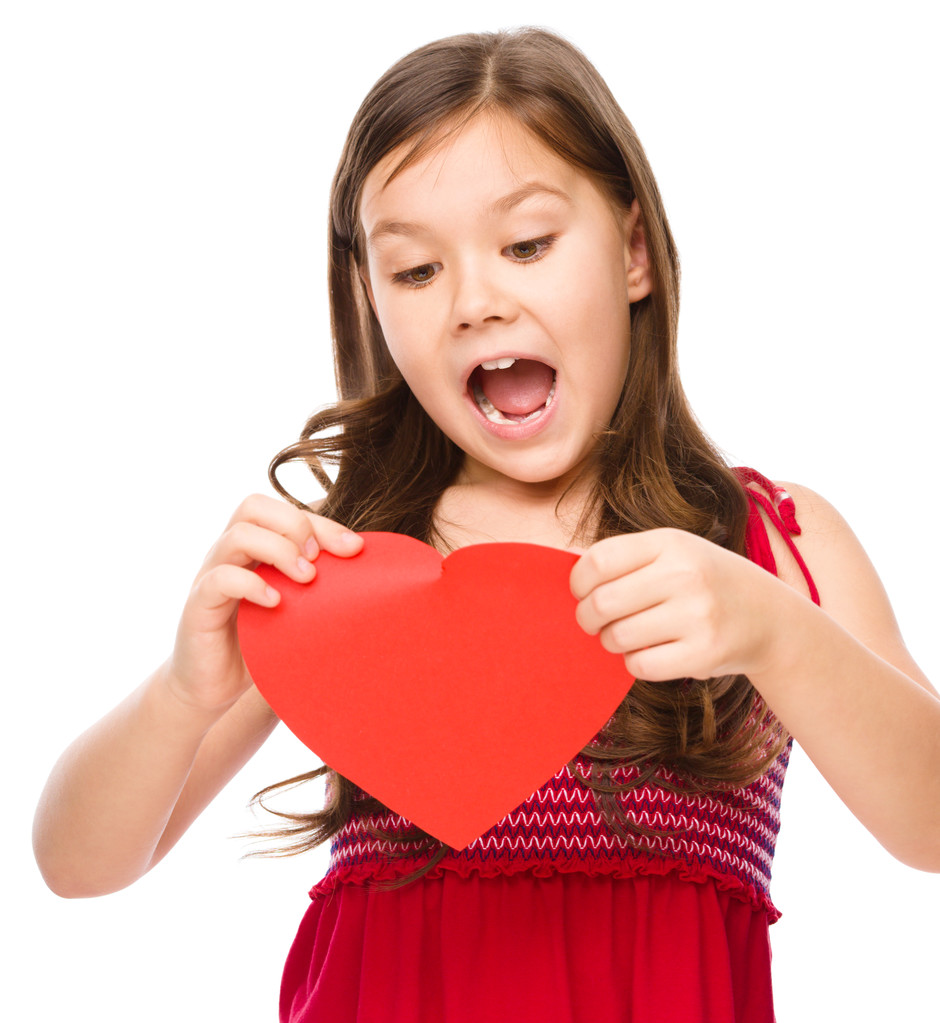 Πορτρέτο του ένα θλιβερό κοριτσάκι με κόκκινο χρώμα - Φωτογραφία, εικόνα