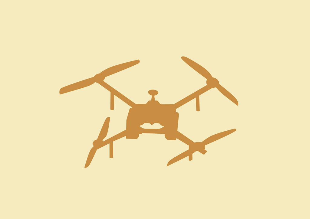 απεικόνιση τηλεχειριζόμενου στρατιωτικού drone απομονωμένου σε μπεζ φόντο - Διάνυσμα, εικόνα