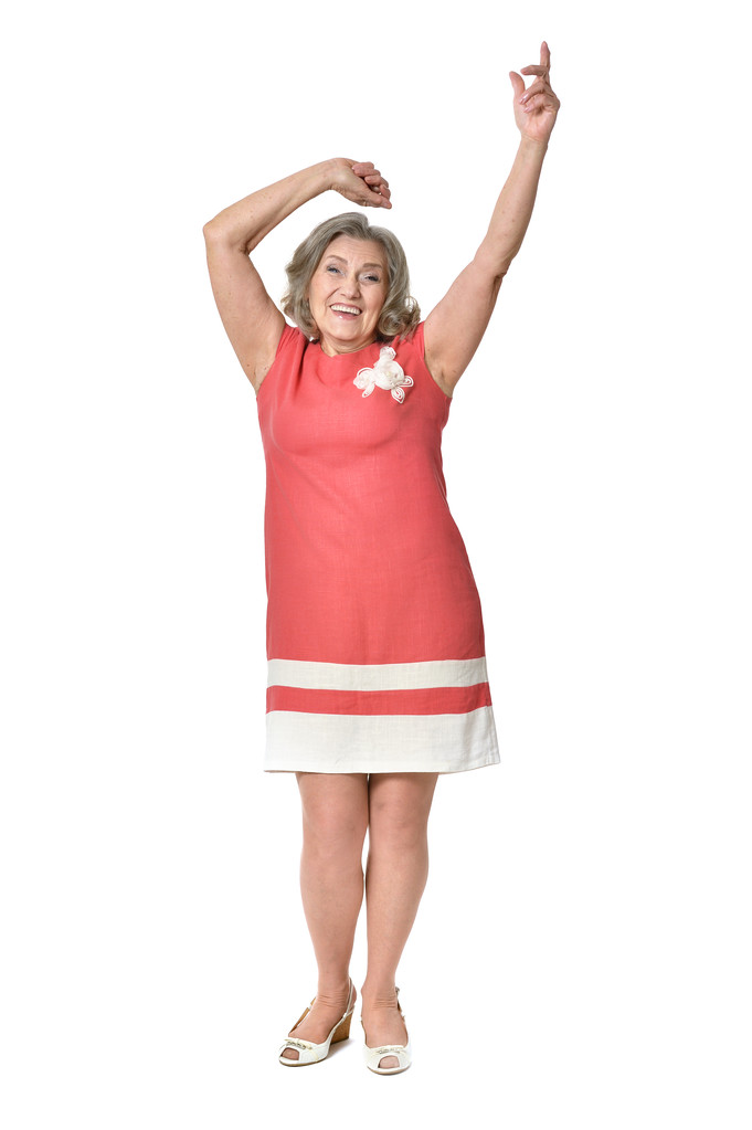 Senior woman  with hands up - Photo, Image