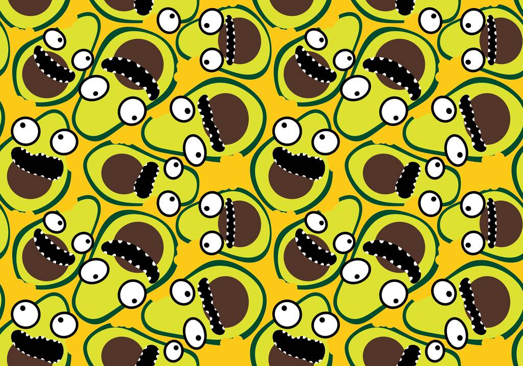 Cartoon green seamless avocado pattern for wrapping paper and kids clothes print and fabrics and linens and packaging and menu. High quality illustration - Photo, Image