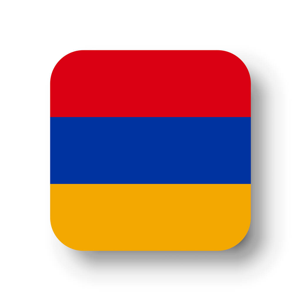 Arménská vlajka - plochý vektorový čtverec se zaoblenými rohy a spadlým stínem. - Vektor, obrázek