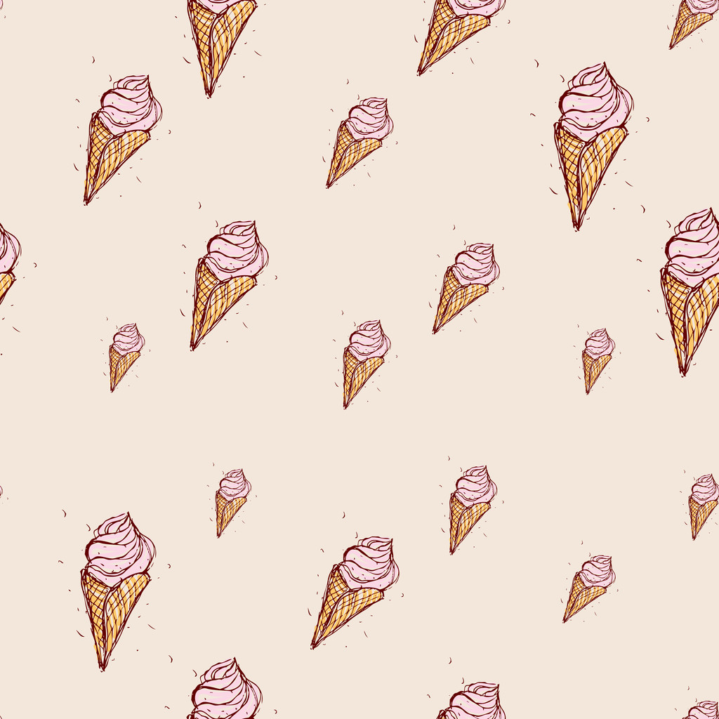 розовое мороженое Ручной рисунок на розовом фоне. вектор бесшовных шаблонов
 - Вектор,изображение