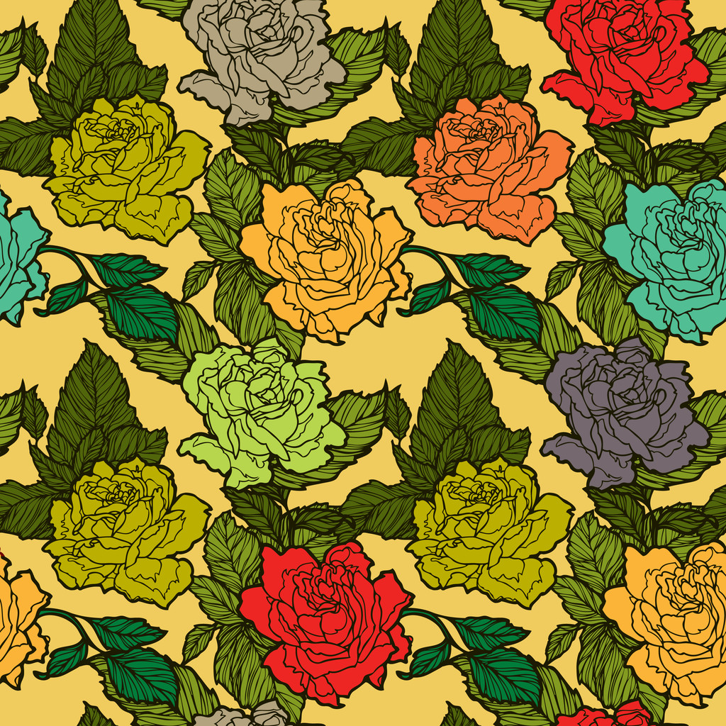 Seamless pattern with flowers roses - Vector, Image