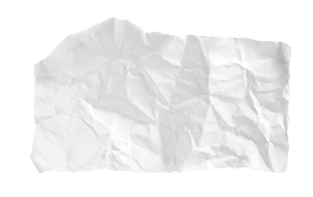 Trozo de papel arrugado aislado en blanco. Espacio para texto - Foto, imagen