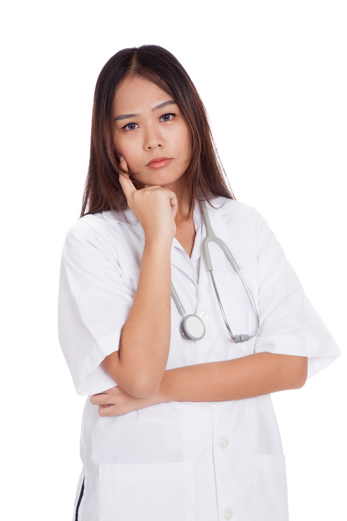 Portrét promyšlené asijské mladý ženský lékař - Fotografie, Obrázek
