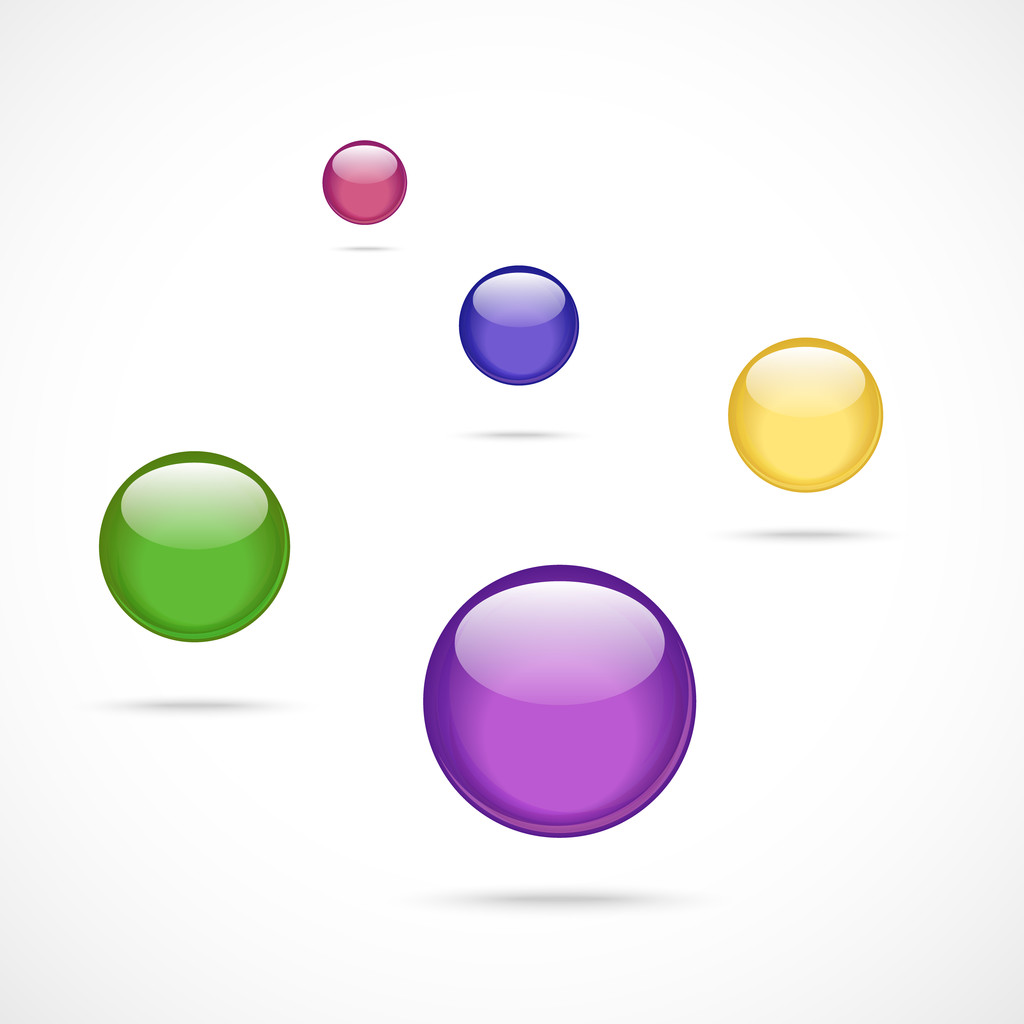 collectie van kleurrijke glanzende bollen - Vector, afbeelding