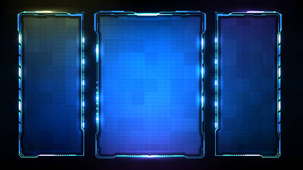 abstraktní futuristické pozadí modré zářící technologie sci fi frame hud ui - Vektor, obrázek