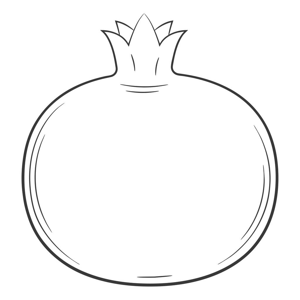 Granaatappel. fruit in een lineaire stijl. Zwart-wit vector decoratief element, met de hand getekend.Geïsoleerd op witte achtergrond - Vector, afbeelding