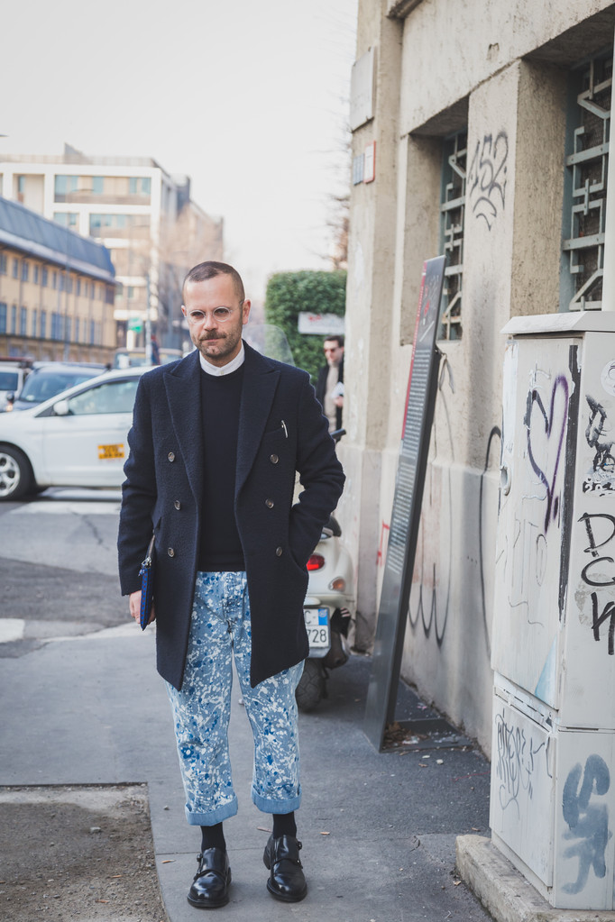 Osób spoza Dirk Bikkembergs pokaz mody budynek dla Milan mężczyzn Fashion Week 2015 - Zdjęcie, obraz