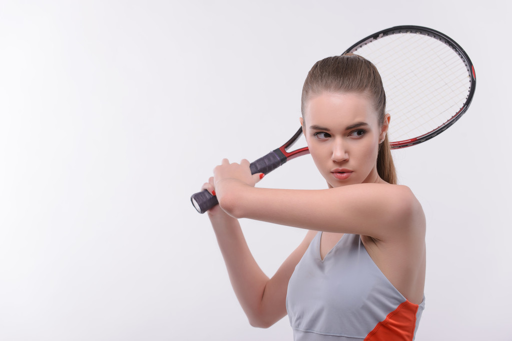 Giocatrice di tennis con racchetta
 - Foto, immagini