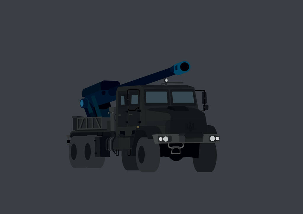 illustration of military Ukrainian bogdana vehicle isolated on grey  - Vector, Image