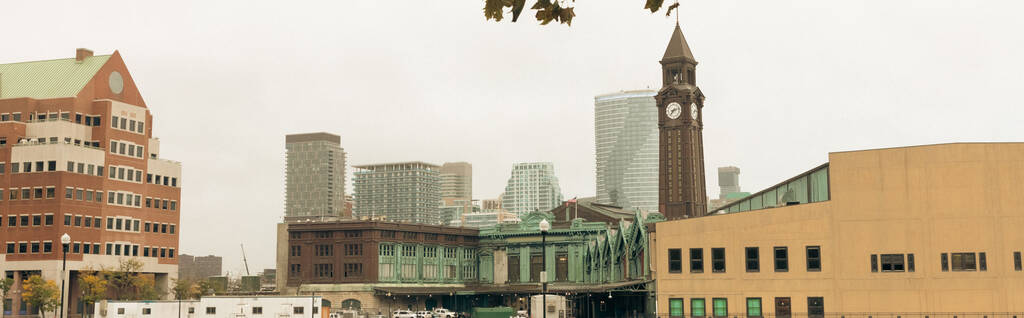 View on Lackawanna Clock Tower and buildings in New York City, banner  - Foto, immagini