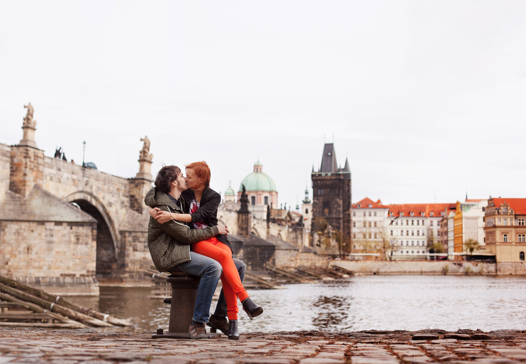 Young couple in love. Prague, Czech Republic, Europe. - Photo, Image