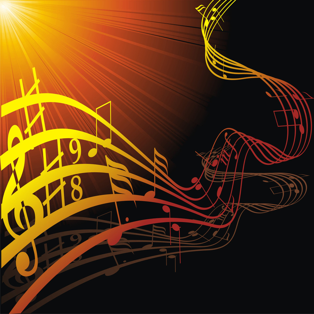Music notes on staves - Vector, Image
