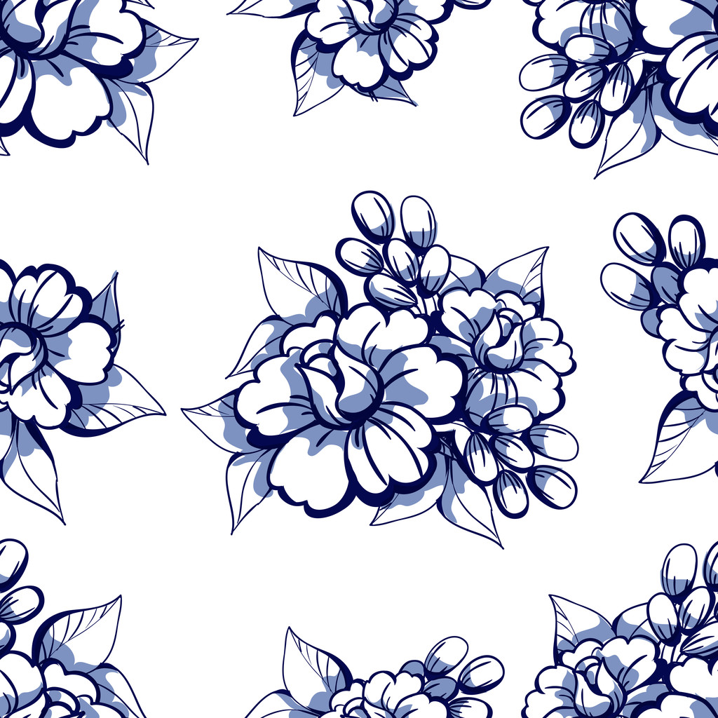 naadloze patroon met florale achtergrond - Vector, afbeelding