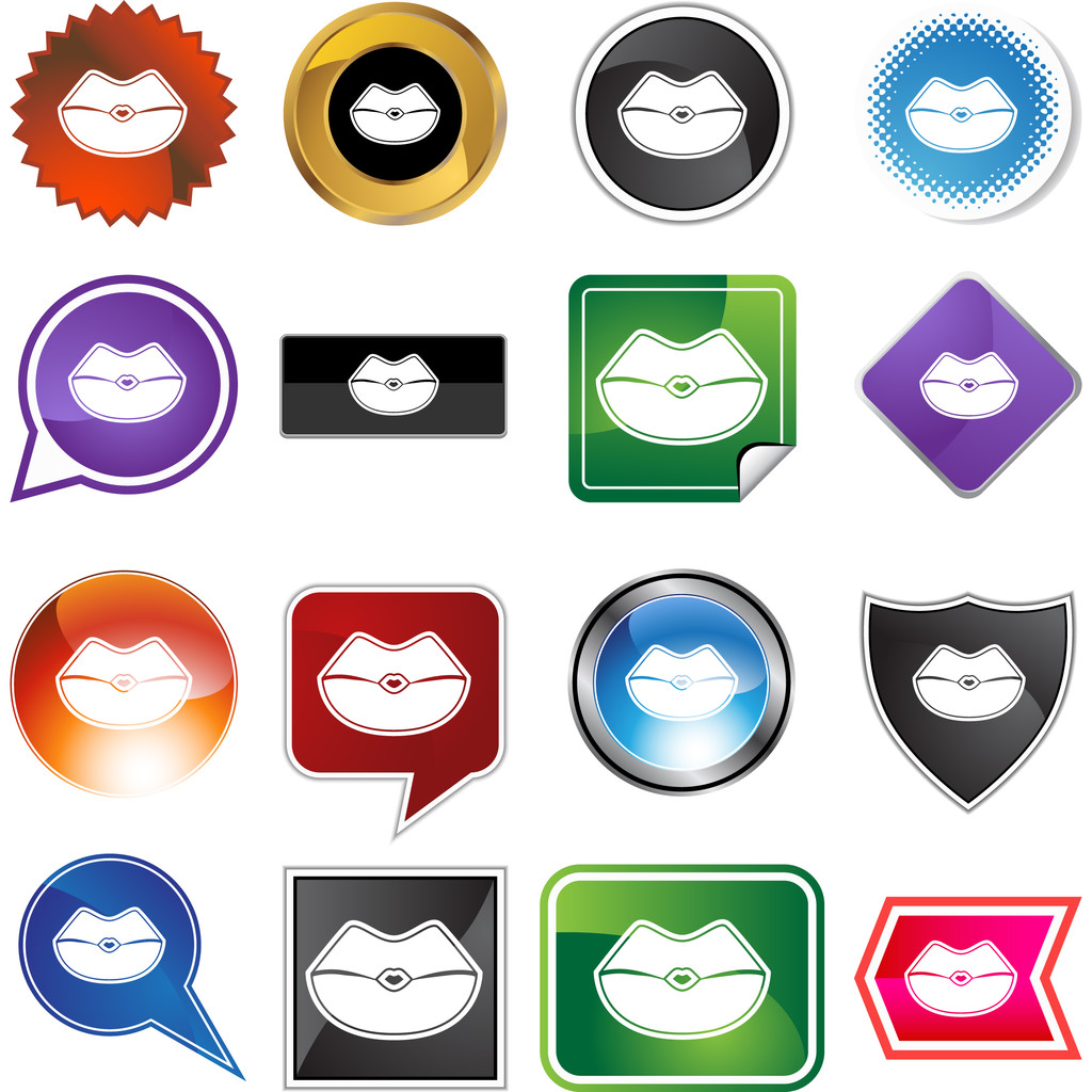 Kiss web button - Vector, Image