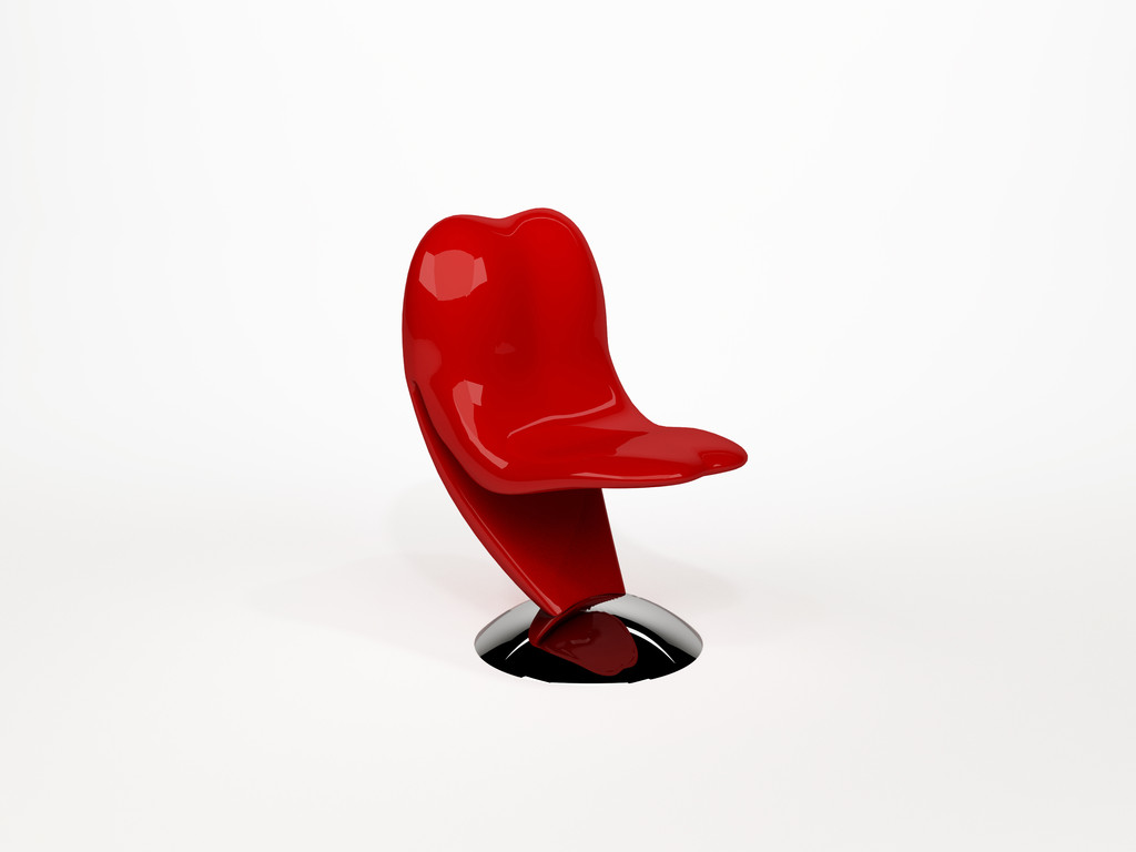 Cadeira de arte pop ou plástico de escultura de língua isolada em b branco
 - Foto, Imagem
