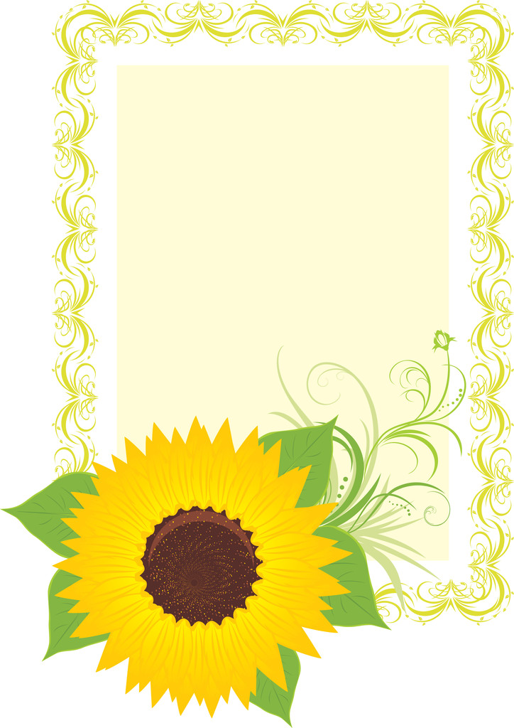 Słonecznik w ozdobne ramki - Wektor, obraz