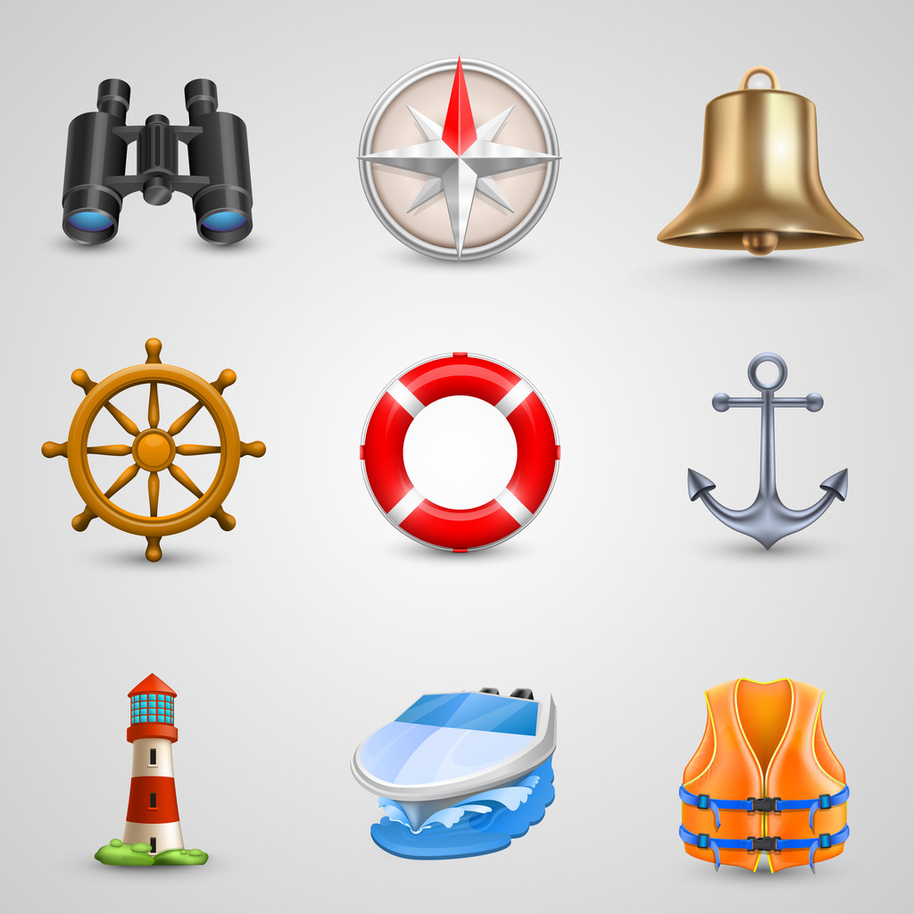 morskich zestaw ikon - Wektor, obraz