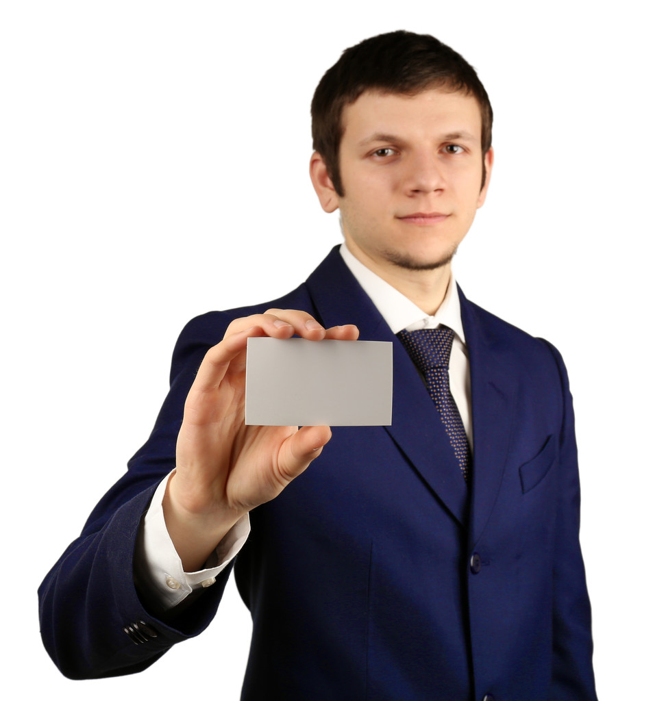 Businessman with business card, close-up - Photo, Image