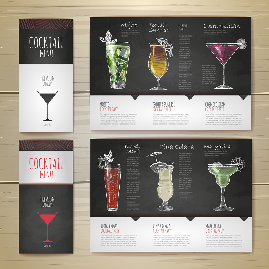 Watercolor Cocktail concept design. Corporate identity. Document template - Vector, Image