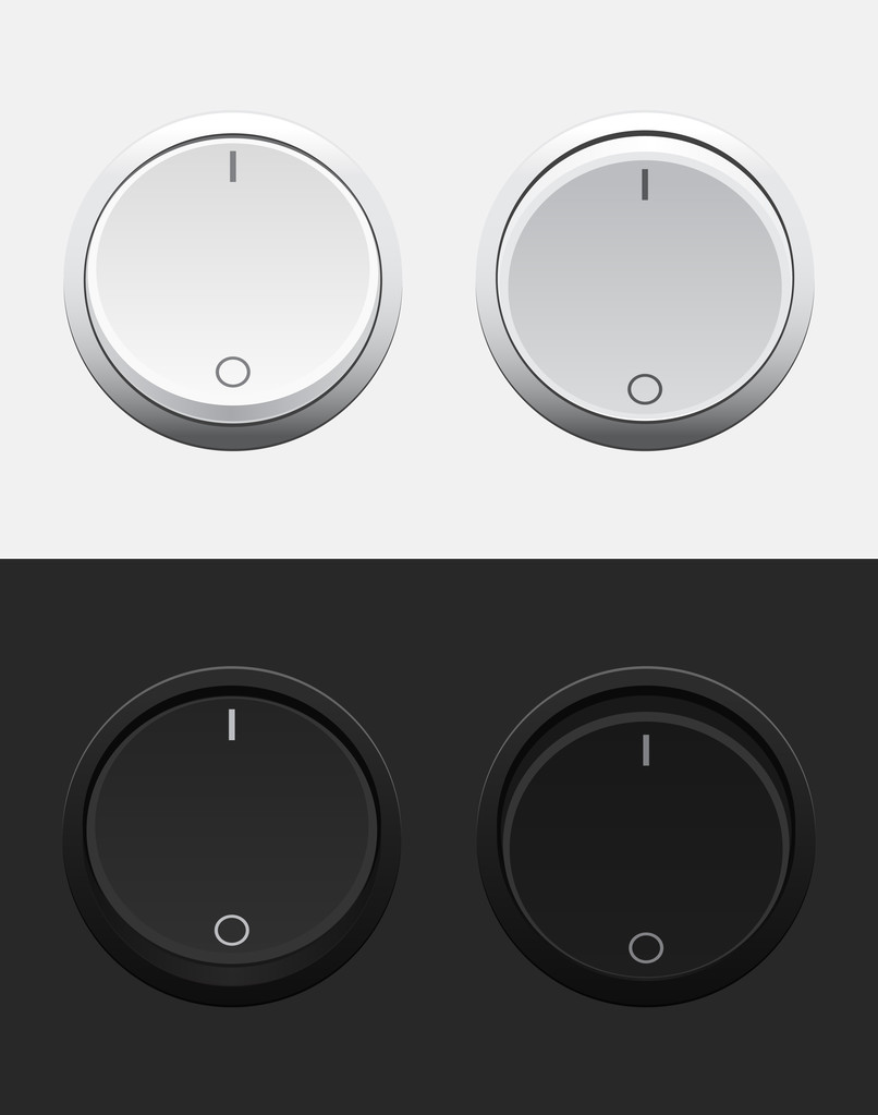Vector black and white round switch buttons - Vector, Image