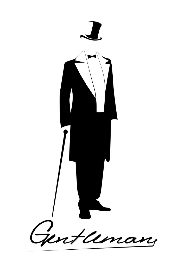 Silhouette of a gentleman in a tuxedo - Vector, Image