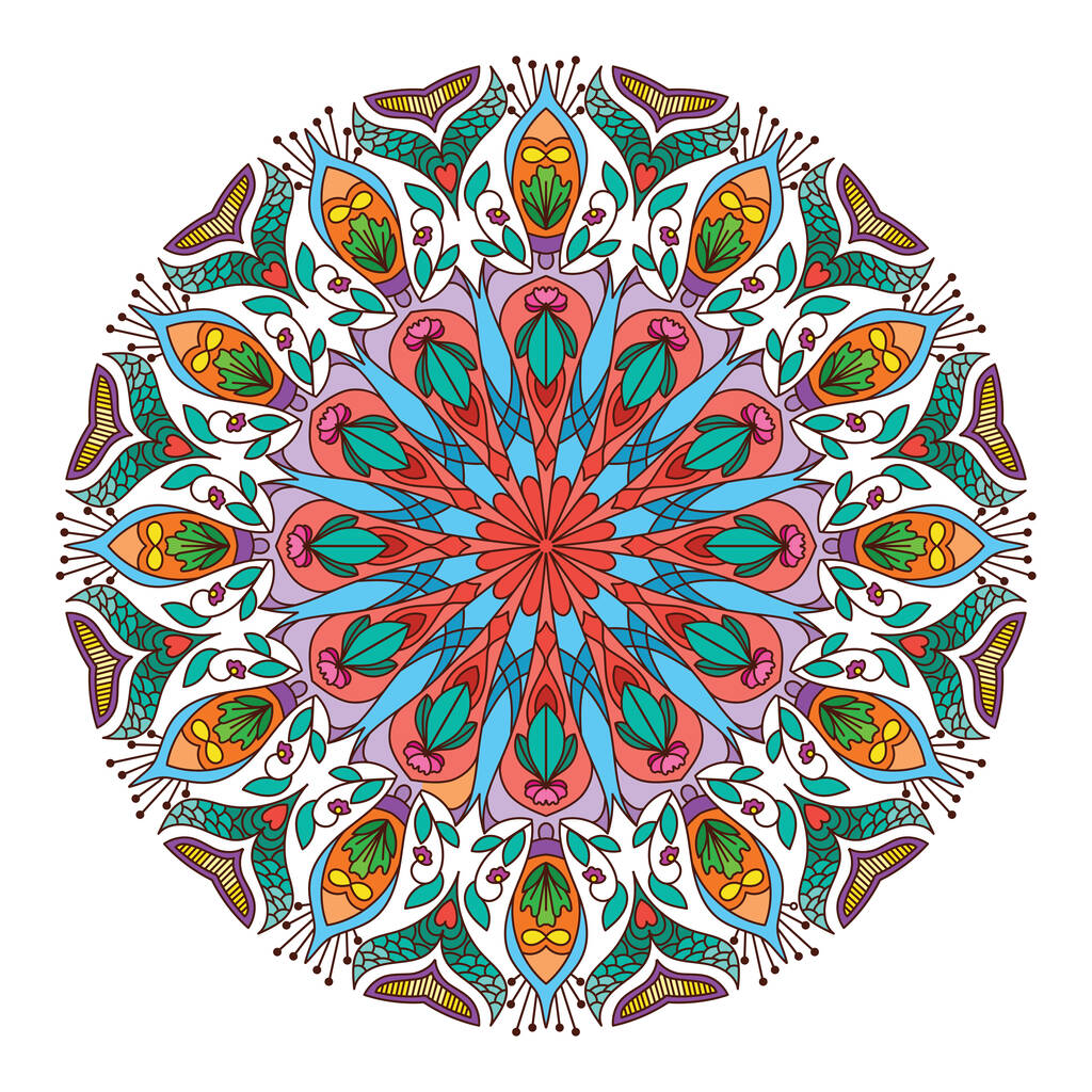 Krásné barevné mandala vzor design - Vektor, obrázek