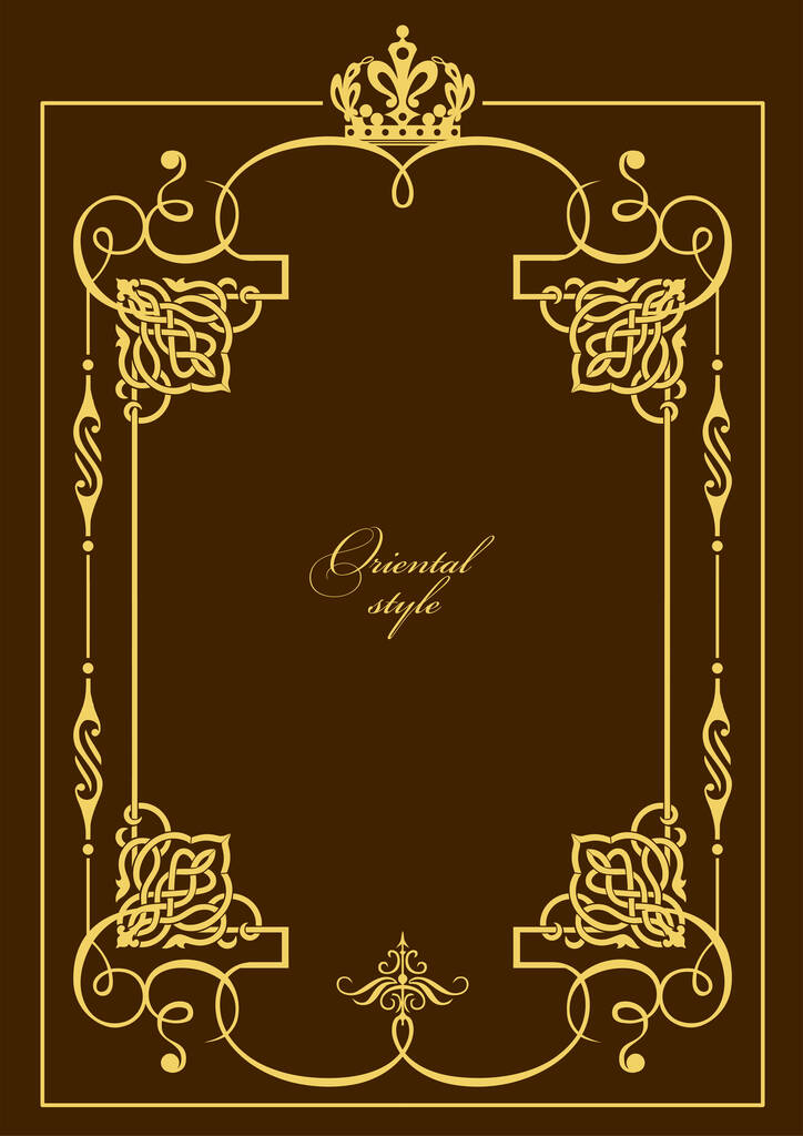 Ornamento de ouro no fundo escuro. Pode ser usado como cartão de convite. Capa de livro. Ilustração vetorial - Vetor, Imagem
