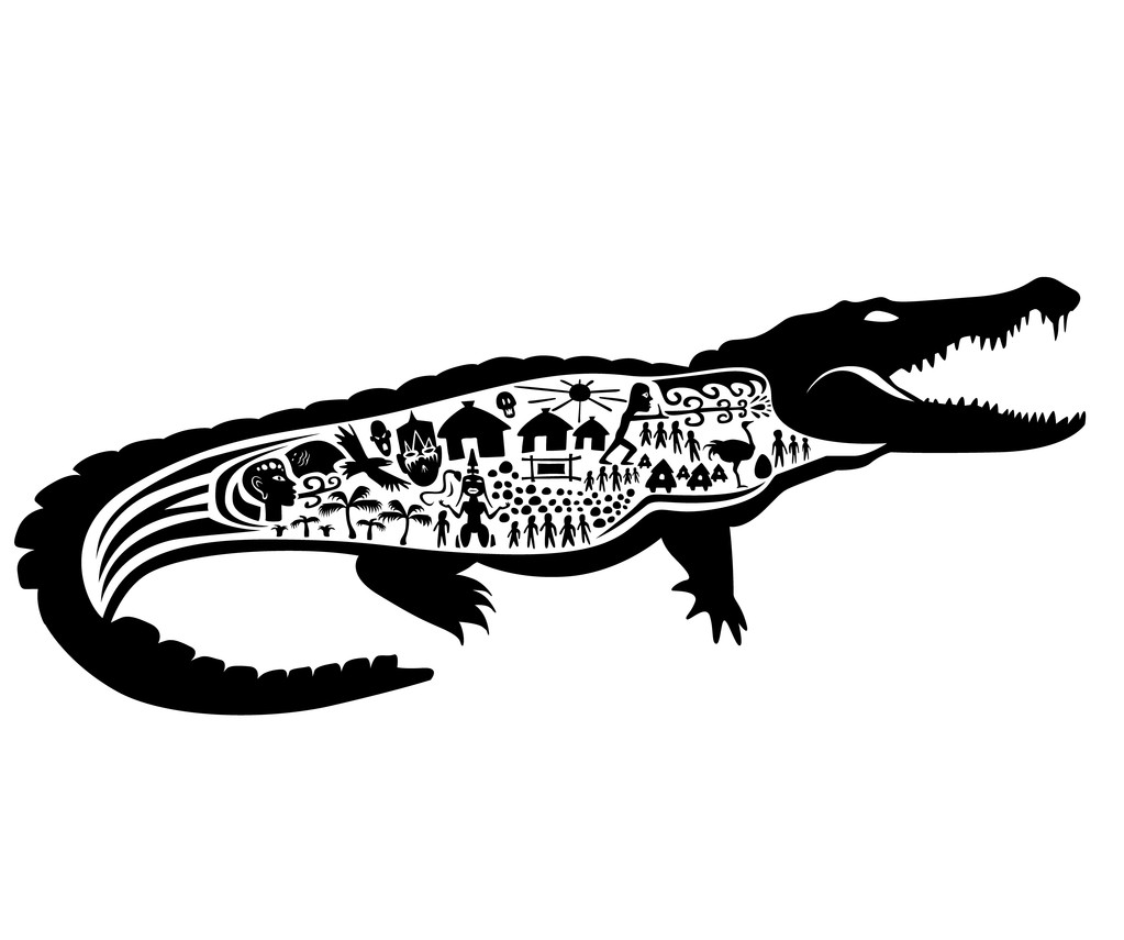 Krokodyl tatuaż stempel - Wektor, obraz