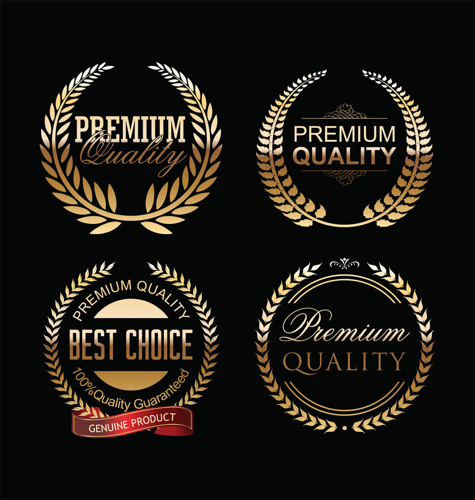 Calidad premium en coronas de laurel
 - Vector, Imagen
