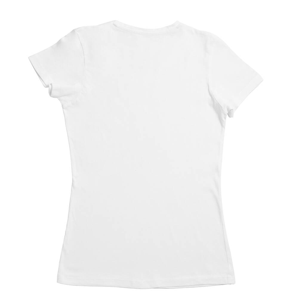 Stílusos női póló elszigetelt fehér, felső nézet - Fotó, kép