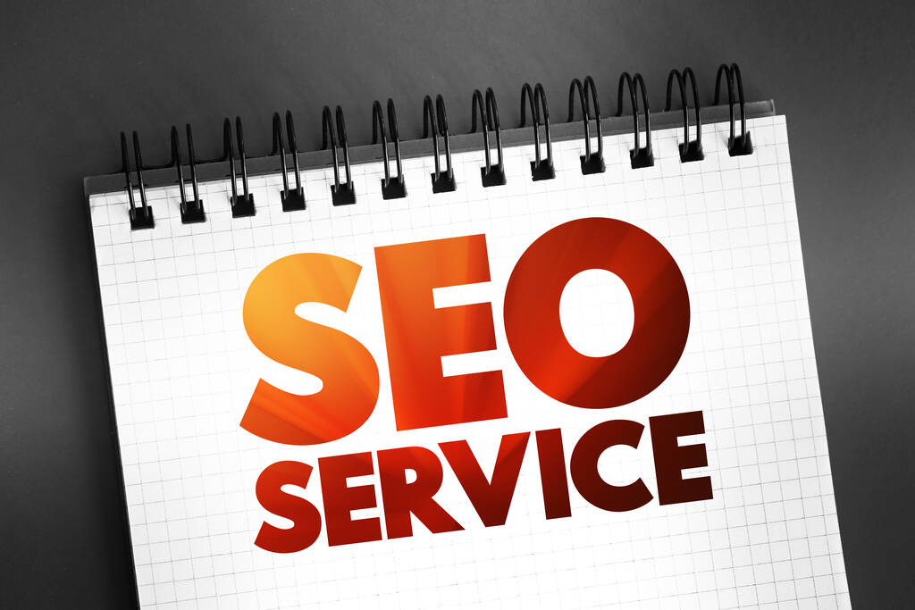 SEO Service - digitální marketingová služba, která zlepšuje hodnocení výsledků vyhledávání klíčových slov, textový koncept na notepadu - Fotografie, Obrázek
