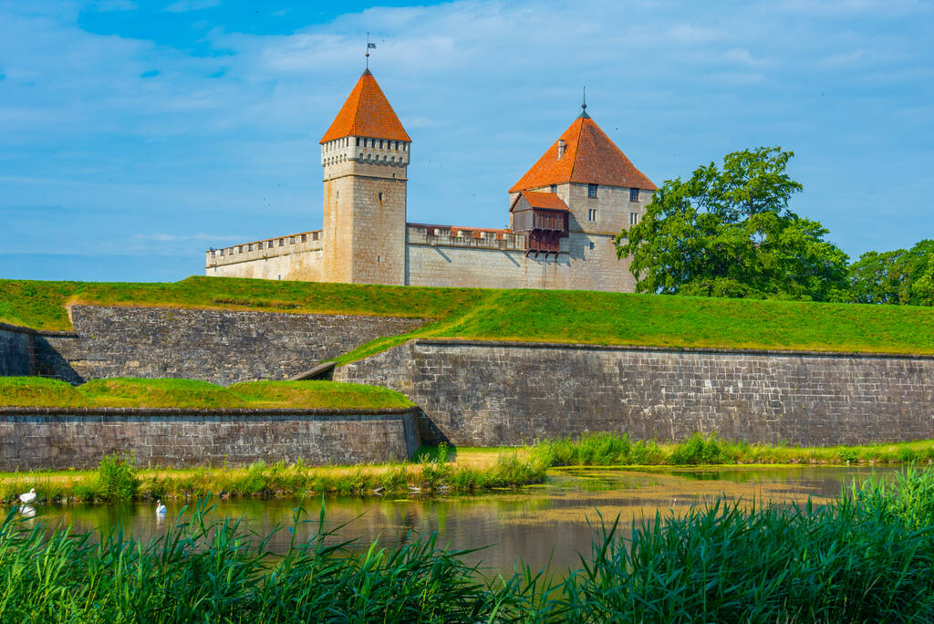 Widok na zamek Kuressaare w Estonii. - Zdjęcie, obraz