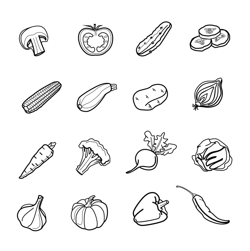 Vector vegetables icon set - Vector, Image
