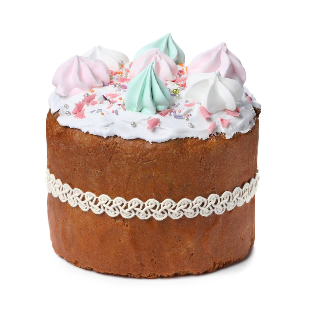 Gâteau de Pâques traditionnel avec meringues sur fond blanc - Photo, image