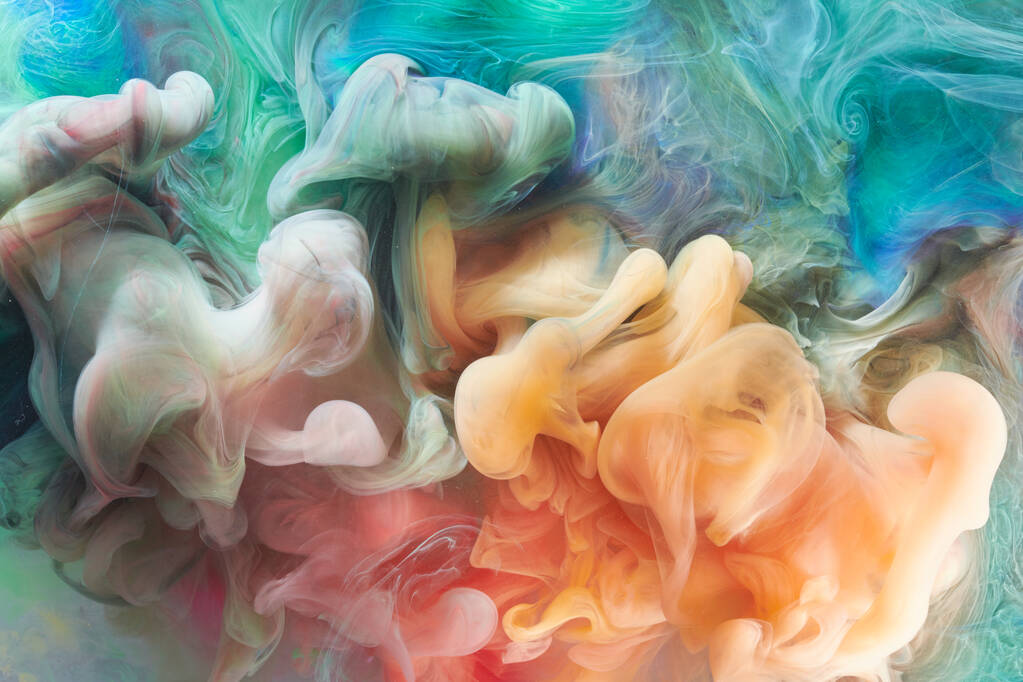 Fond d'art liquide de contraste multicolore. Explosion d'encre de peinture, maquette abstraite de fumée - Photo, image