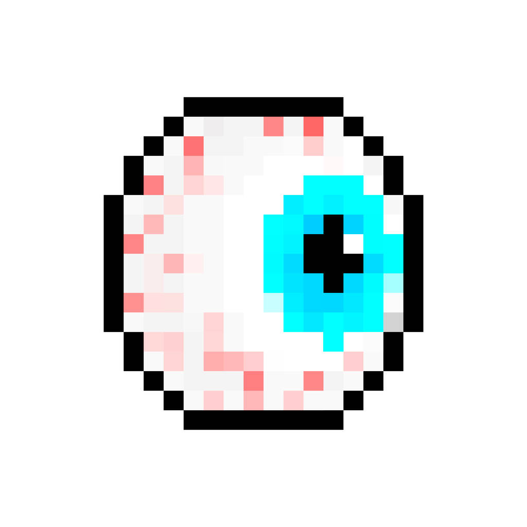 Arte Pixel globo ocular. Ojo redondo de 8 bits. ilustración vectorial pixelada - Vector, Imagen