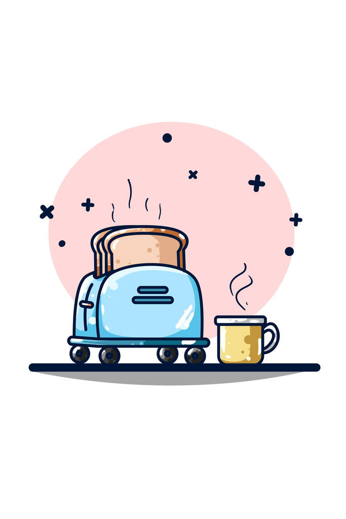 Toaster und Kaffeemaschine - Vektor, Bild