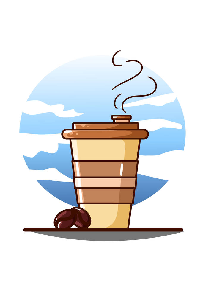 Мультиплікаційна ілюстрація значка кави
 - Вектор, зображення