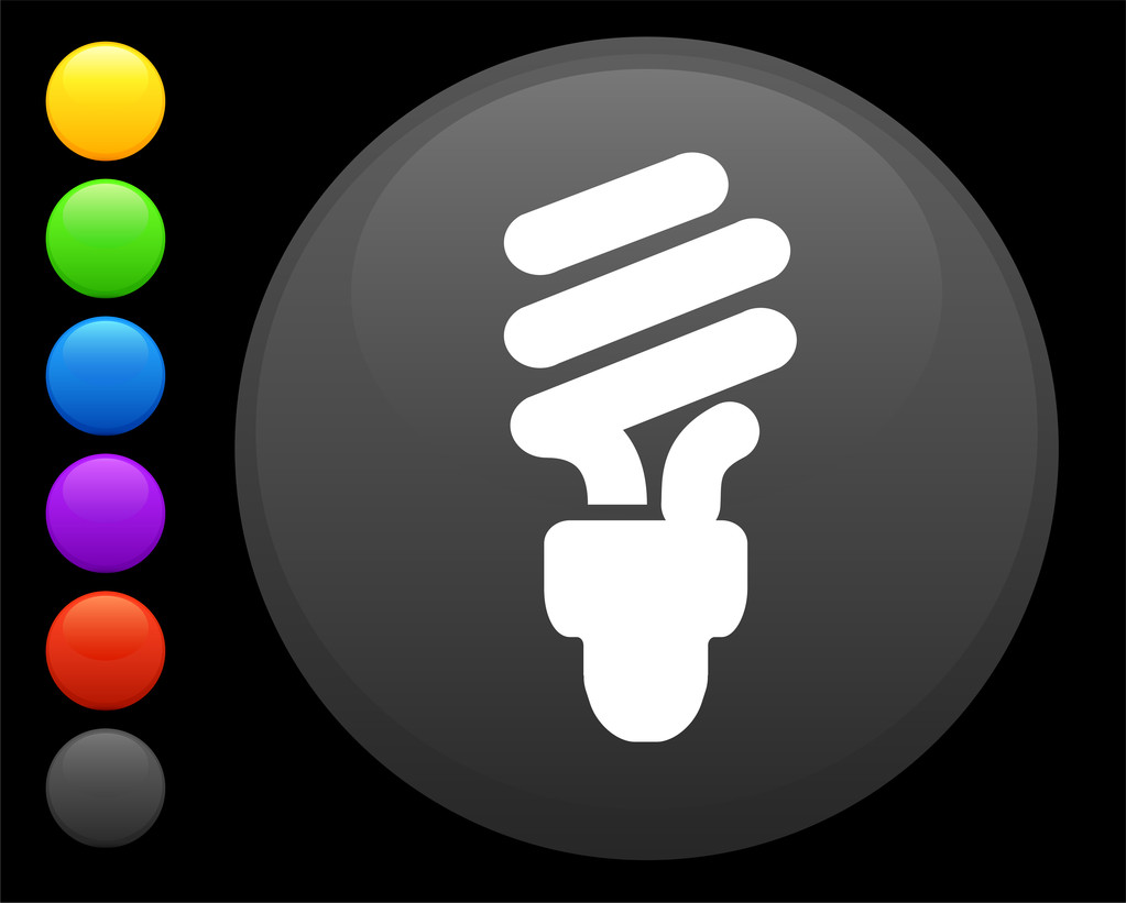 蛍光電球アイコンにインターネットの丸いボタン - ベクター画像