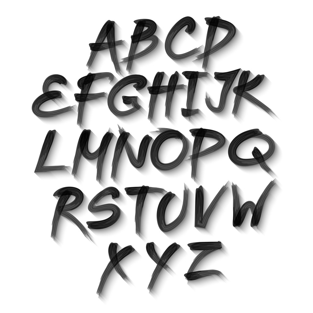 Vector alphabet. Hand drawn letters. written with a brush. - Vector, Image