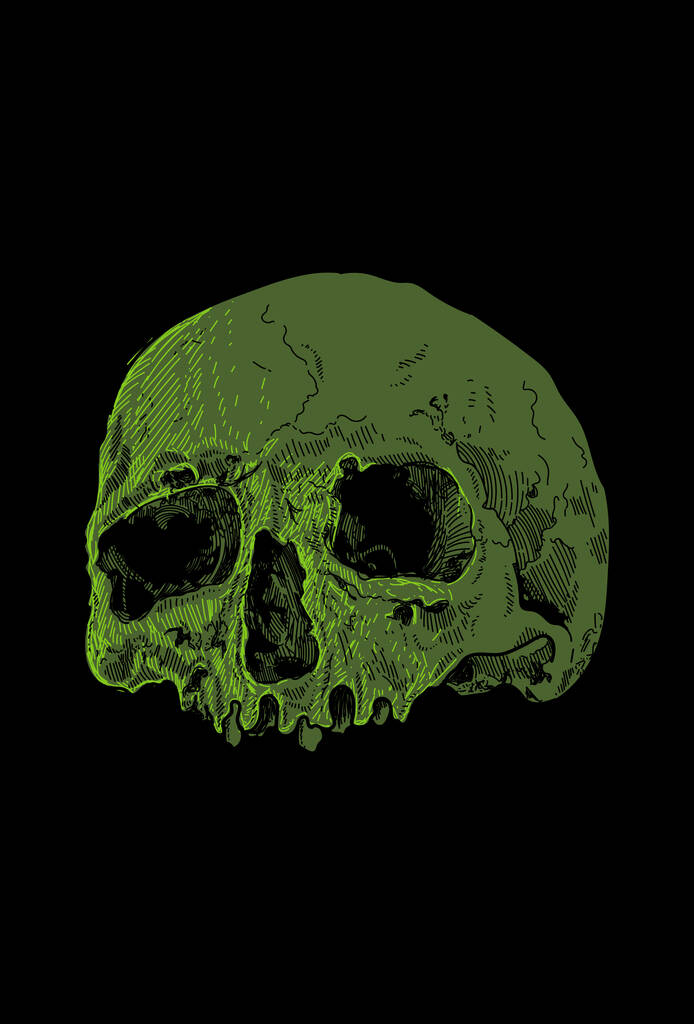 Detalhe da obra de arte do crânio com ilustração - Vetor, Imagem