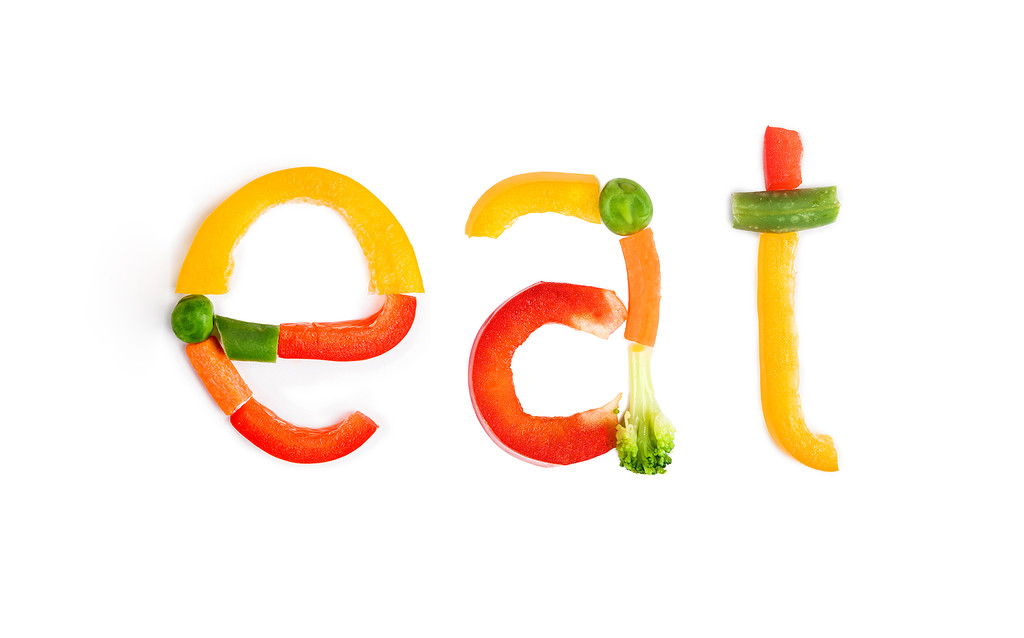 Inscription vegetables on a white background - Photo, Image